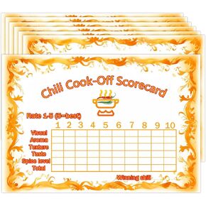 Chili Cook Off Contest Chili Cook Off Decorations Supplies 6.29×9.05 Inch Chili Cook Off Banner Score Cards Award Certificates for Chili Cook Party Contest Supplies(25 Pcs)