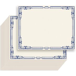 Certificate Paper, 50 Sheets Blank Certificate Paper with Blue Border for Graduation Diploma, Achievement Awards, Recognition Documents etc, Laser and Inkjet Printer Friendly, 8.5x11 inches