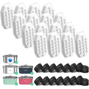 Official 32PCS Cat Water Fountain Filters Replacement & Pre-Filter Sponges for 3.2L/108oz Automatic Pet Water Fountain
