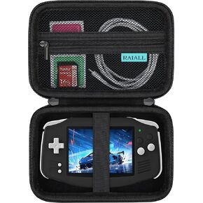 Carrying Case for Anbernic RG 34XX Handheld Game Console, Protective RG 34XX Handheld Gaming Travel Storage Holder, Extra Mesh Pocket for USB Type-C cable, 64G SD Card Accessories, Black