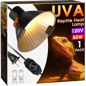 Briignite Reptile Heat Lamp Fixture, Max 50W - 4.13-inch Light Fixture with Dimmable Heat Lamp G9 Heat Bulb & Dome UVB Light. Perfect for Reptile terrariums and Tortoise habitats