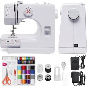Portable Mini Sewing Machine for Beginners Kids, with Light, 12 Stitches, 2 Speed Settings, Foot Pedal, Compact for Home and DIY Projects – Easy-to-Use Starter Small Sewing Machine