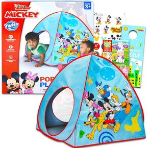 Mickey Mouse Pop Tent for Kids - حزمة مع Mickey Play Tent للبنين والبنات بالإضافة إلى ملصقات ، المزيد | خيمة ميكي للأطفال ، الأطفال الصغار