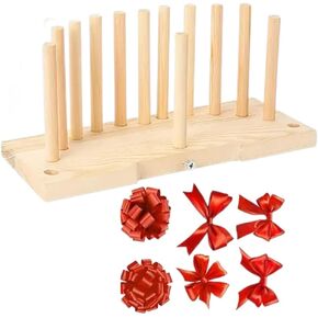 Bow Maker, Wooden Wreath Bow Maker Tool, Bow Maker for Ribbon, Portable Bow Tie Machine for Wrist Corsages, Holiday Decoration (Beige)