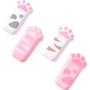 4 Pcs Cute White Out Cat Claw Correction Tape Mini White Out Corrector Correction Supplies for Instant Corrections and Office Products, Color Random