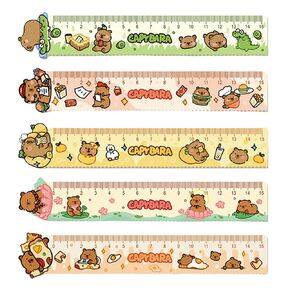 5 Pcs Cute Cartoon Rulers 15cm Straight Ruler Wavy Ruler Acrylic Ruler Lovey Capybara Ruler Cartoon Small Ruler Centimeter Measuring Ruler Journal Ruler Women Girls Boys Kids Ruler (Capybara)
