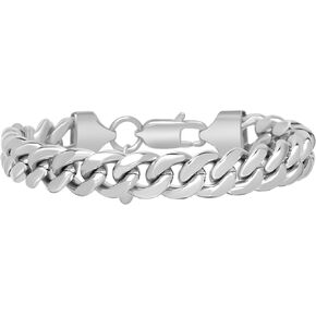 Nautica Men's Bracelet – Stainless Steel Miami Cuban Flat Link Chain Bracelet