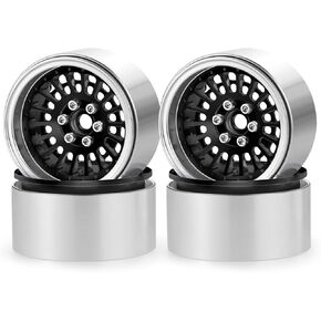 2.2 بوصة Beadlock Wheels Aluminium 2.2 Wheel Rims 4pcs for Axial Wraith RR10 1/10 RC Crawler Upgrade ، Black