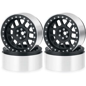 MOHERO 4Pcs 2.6" Metal Beadlock Wheel Rims RC Rims for Wraith 90053-90048 1/10 RBX10 Axial AXI03005 AXI03000 AXI3004,Black