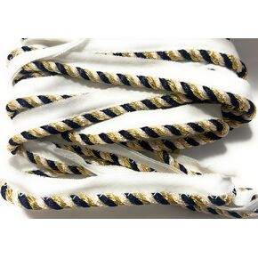 Lip Cording Multi Color White/Black/Gold Twisted Cord-Edge -Piping Trim for Clothing Pillows, Lamps, Draperies 5 Yards Pi-129