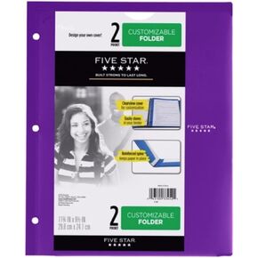 Five Star Customizable Plastic Folder 2 Pocket - Color Will Vary