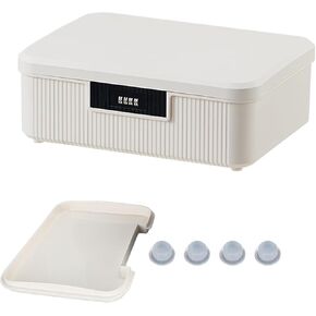 PENCK Lockable Storage Container Bin with Combination Lock - 4.2 Gallon Capacity Organizer Box & Plastic Trunk for Office/Home Security | Heavy Duty ABS Storage Box, White&Blue