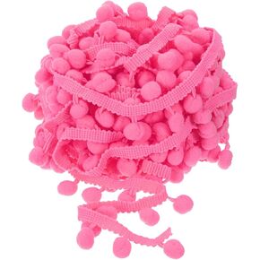 uxcell 10 Yards Pom Pom Ball Fringe Trim, Ribbon Sewing Accessory DIY Crafts for Home Curtain Clothes Pillow Decoration (12mm, Pink)