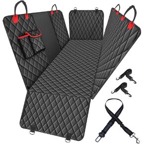 Waterproof Dog Car Seat Cover for Back Seat: Suitable for Small and Large Dogs, Large Size Hammock and Pet Protector, Backseat Protector for Cars (RED, Standard (54" W x 58" L))