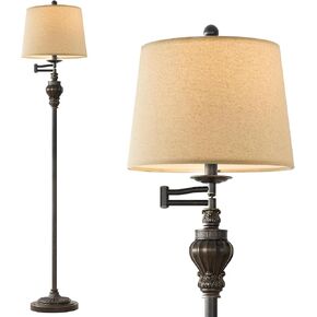 61" Vintage Floor Lamp with 350° Adjustable Swing Arm, Standing Lamp for Bedroom Living Room Bedside Nightstand Retro Farmhouse Mid Century Lamp Light Home Décor Office Gifts