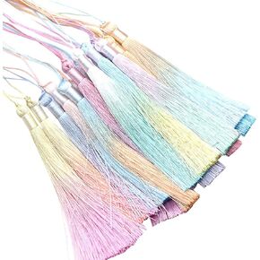GSHLLO 20 Pcs 13cm Long Small Bookmark Tassels Hand Made Tassels Soft Craft Tassels Mini Key Chain Tassels Jewely Making Tassels Decorative Tassels with Cord Loop for DIY