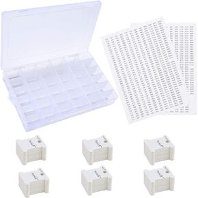 Peirich Embroidery Floss Organizer Box - 36 Compartments with 120 Hard Floss Bobbins and 2 Pieces 459 Color Number Stickers