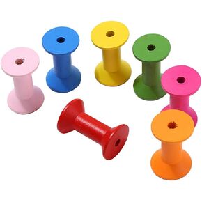 10 Pcs Colorful Wood Empty Spools Bobbins Thread Spools Wire Weaving Bobbins