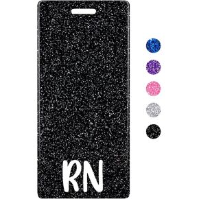 Plifal RN Badge Buddy Card Nurse Nursing Accessories Glitter Black Vertical Badge Identification Tags