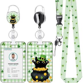 VOCHIC Lanyards for Id Badges, St Patricks Day Badge Holder with Retractable Reel Clip, Gnomes Card Name Tag Lanyard Vertical ID Card Protector Case for Women Nurse Nursing Doctor Teacher Student Kids in Kuwait
