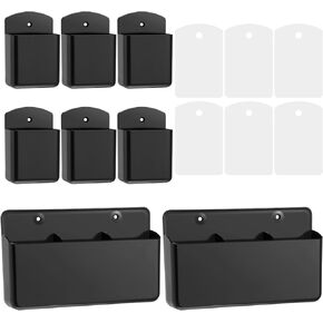 8 Pack Remote Control Holder Black 2 Pcs Three Compartments Universal Remote Control Holders 6 Pcs 1 Compartment TV Remote Holder Adhesive Holder Stick on Wall Mount Phone