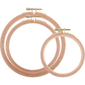 Embroidery Hoop, 3 Pcs Beech Wood Embroidery Hoops Set Wooden Circle Cross Stitch Hoop Embroidery Supplies for DIY Crafts, Handy Sewing, Needlework, Home Christmas Decoration (4 Inch, 5 Inch, 6 Inch)