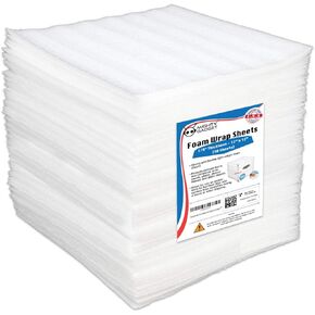 50 Pack Mighty Gadget 12x12x1/8" Foam Wrap Sheets Cushioning Protection for Fragile Items in Shipping Moving Packing