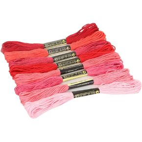 8Pcs Red Sewing Skein Long Cross Stitch Embroidery Floss Practical Embroidery Thread and Floss
