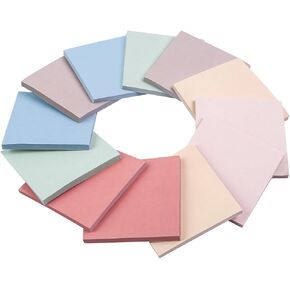 Office Supplies Sticky Notes 3x3 Inches, Morandi Pastel Colors, 12 Pad Pack - Pastel Sticky Notes for Office, School, and Home, Perfect for Reminders, Notes, and Organizing