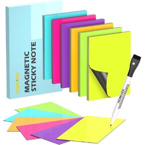 Reusable Magnetic Sticky Notes, (30 Pack, 5x3 in) Dry Erase Magnets Magnetic Labels with Marker, Easy to Post Notes for Whiteboard, Fridge, Locker, Cabinet, Door - Office & Classroom Supplies