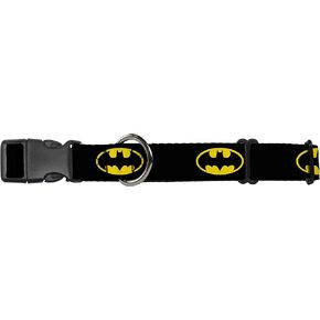 Dog Collar Martingale Batman Shield Black Yellow 15 to 26 Inches 1.0 Inch Wide