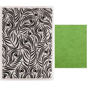 Feather Embossing Folders for Cards Making Beautiful Feather Background Texture Embossing Stencils for DIY Paper Crafts Scrapbooking Polymer Clay Decoration