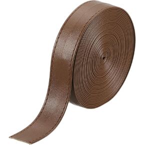uxcell 197 Inches Double Sided PU Leather Strap, 0.47 Inches Wide Flat Leather Strips Cord String for Clothing Bag DIY Craft Making (Dark Brown)