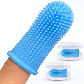 Cepillo de Dientes Para Perro ، Kit de cepillado de dientes de perro 360 ° ، Cepillo de dientes de gato ، limpieza de dientes de perro ، cepillo de dientes de dedo de perro (unidad azul)
