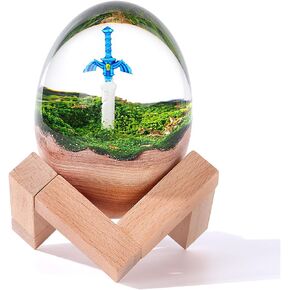 Zelda Decor Paperweight - Resin Wood Egg with Master Sword | Collectible Novelty Gamer Gift for Game Enthusiast