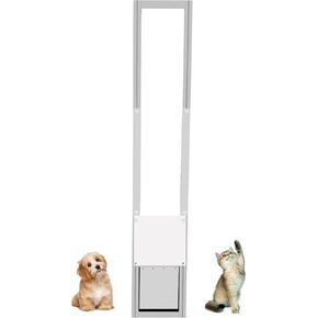 Cat Dog Door for Sliding Door Patio Sliding Door Pet Door Insert Easy to Install for Rentals and Apartments with Lockable Weather Proof Panel Can Slide Up and Down Adjustable Height 58.6" to 83.4"