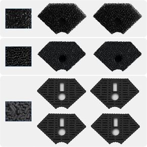 AquaMiracle Turtle Aquarium Filter Replacement Sponge, Turtle Tank Filter Replacement Parts, Including 2 x Coarse Sponge, 2 x Fine Sponge & 4 x Activated Carbon, for 10-40 Gallon