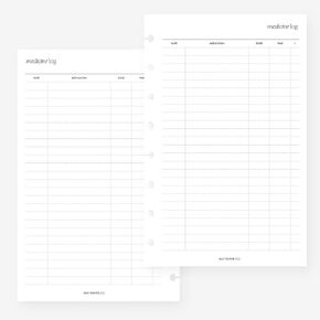 Half Letter Medicine Log Planner Insert 8-Disc Agenda Refill for Levenger Circa Junior, Arc by Staples, TUL Junior 5.5 x 8.5 in