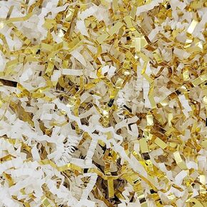 Generic 4oz Gift Wrap Crinkle Cut Filler Paper Shred, White Crinkle Paper Shredded Paper Stuffing for Gift Wrapping Basket Box Filling Birthday Mother's Day Gifts Wedding Anniversary Christmas