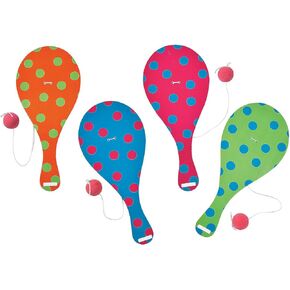 Fun Express 9" Spring Paddleball Games with Bright Colors & Patterns - Easter Paddleball Set - Bulk Spring Toys and Gifts - 12 Pieces