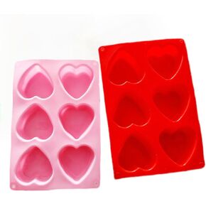 Heart Shaped Silicone Mold (Pink and Red) Set of 2 For Chocolate Cake Jelly Pudding Handmade Soap Gifts for Anniversary Valentines Day Mothers Day