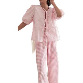 Women Y2K Peplum Shirt Puff Sleeve Tie Front Top Blouse Cute Going Out Babydoll Crop Top Summer