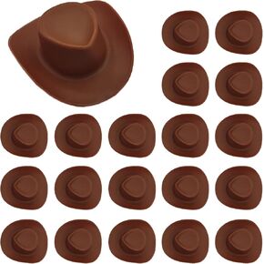 20 PCS قبعات رعاة البقر البنية الصغيرة للحرف من البلاستيك القبعات رعاة البقر الصغيرة القبعات الصغيرة رعاة البقر الصغيرة للزجاجات دمية وزينة الكيك