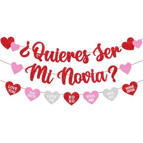 Quieres ser mi novia banner هل ستكون صديقتي لافتة سعيدة عيد الحب أن تكون بلدي عيد الحب الإسبانية ديكور الأحمر رومانسية المشاركة الإمدادات حفلات الذكرى