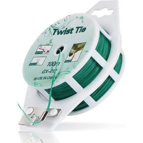 YDSL 328ft (100m) Twist Ties, Green Garden Plant Ties with Cutter for Gardening and Office Organization, Home