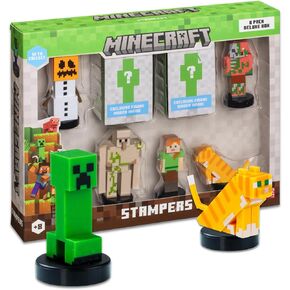 بعد الظهر مرخصة من الألغام الحرف الطوابع الذاتية | مجموعات Collector Deluxe 8 Pack - Signature Style Style Mine Craft أحرف -2.5in. تال (مجموعة أليكس)