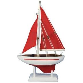 Hampton Nautical Pacific Sailer Red/Red Sails 9" Hampton Nautical Model Ship, Fully Assembled (Not a Kit)