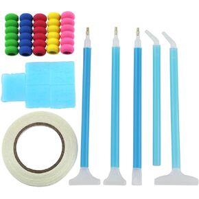 Luorng 16pcs أدوات رسم الماسي مجموعة الماس الرسم عازمة الحفر بديلة القلم الأزرق الأزرق أداة رسم التحرير والسرد مجموعة لتصنيع فني الماس DIY وصنع المجوهرات والتطريز