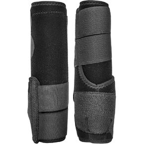 0.4 Inch Thick Soled Double Buckle Kevlar Horse Sports Boots Front Legs - Black 2 Pcs (Medium)
