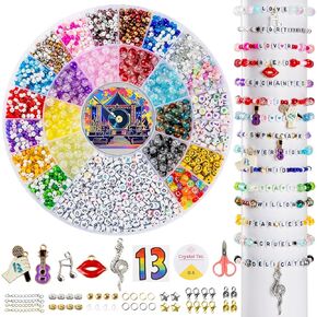 DreGlam TS Friendship Bracelet Kit - Album-Inspired Gift for Fans, 4mm Era-Colored Glass Seed Beads, A-Z Letter Beads, Charms & 13-Themed Tattoo - DIY Jewelry for Concerts, Birthdays & Fan Events